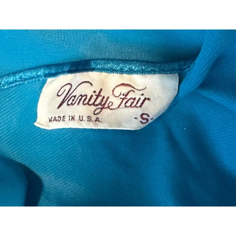 Vanity Fair Blue Gown Robe Nylon Lace Trim Nightgown Vintage Lingerie Peignoir M